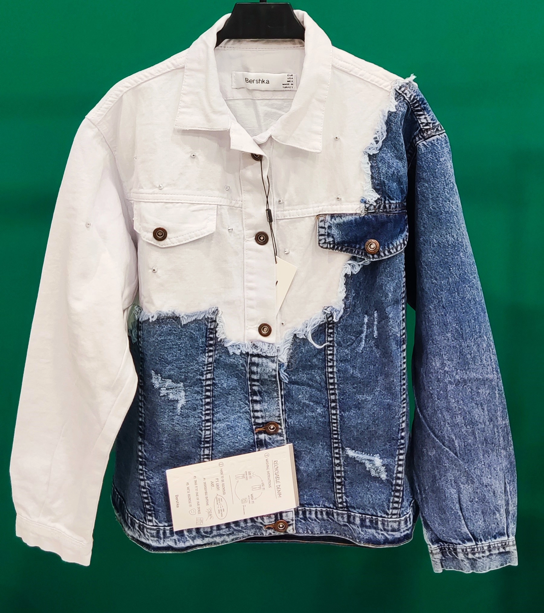 کت جین دخترانه و پسرانه دو رنگ ترک برند bershka