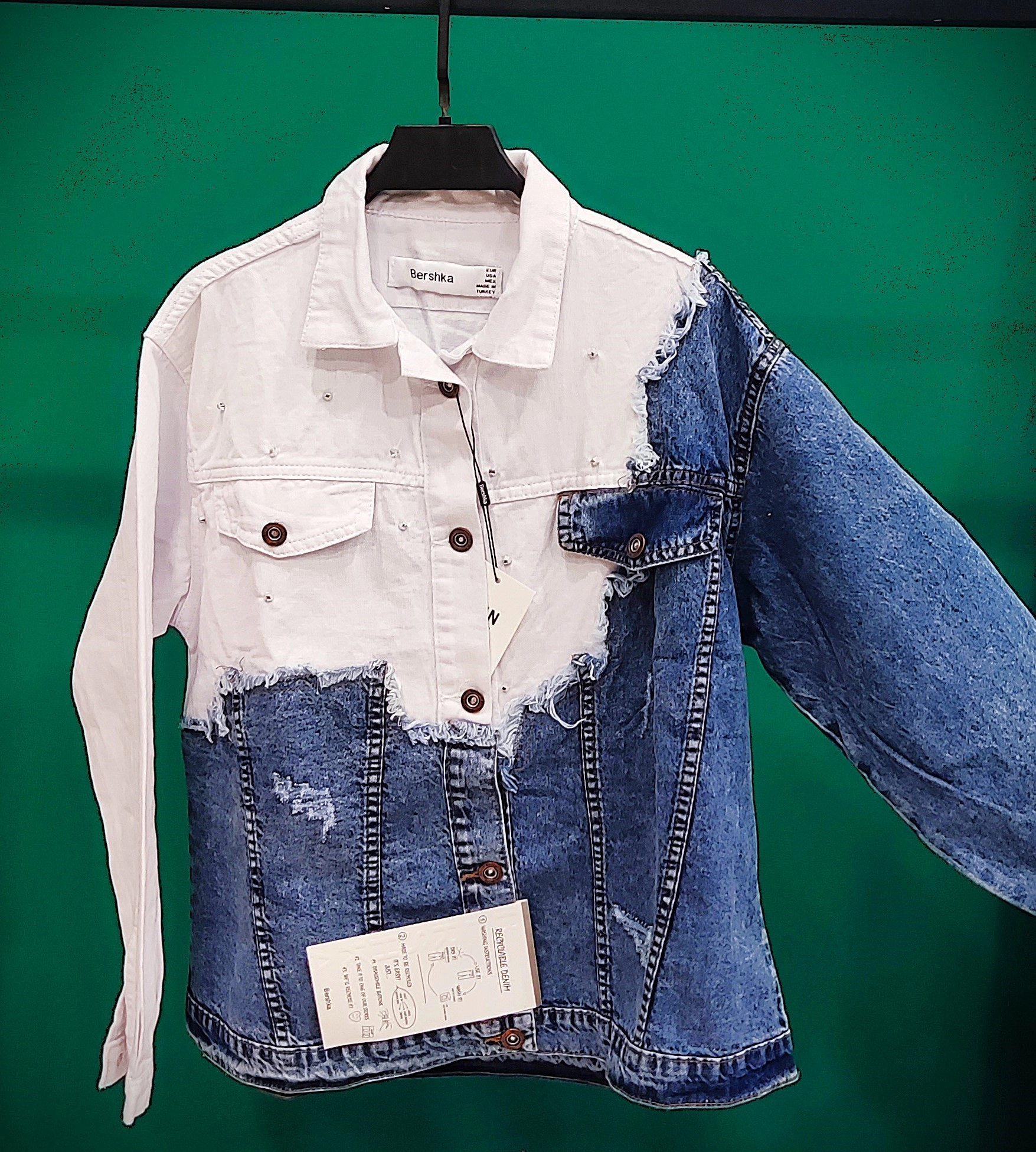 کت جین دخترانه و پسرانه دو رنگ ترک برند bershka