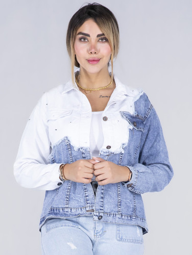 کت جین دخترانه و پسرانه دو رنگ ترک برند bershka