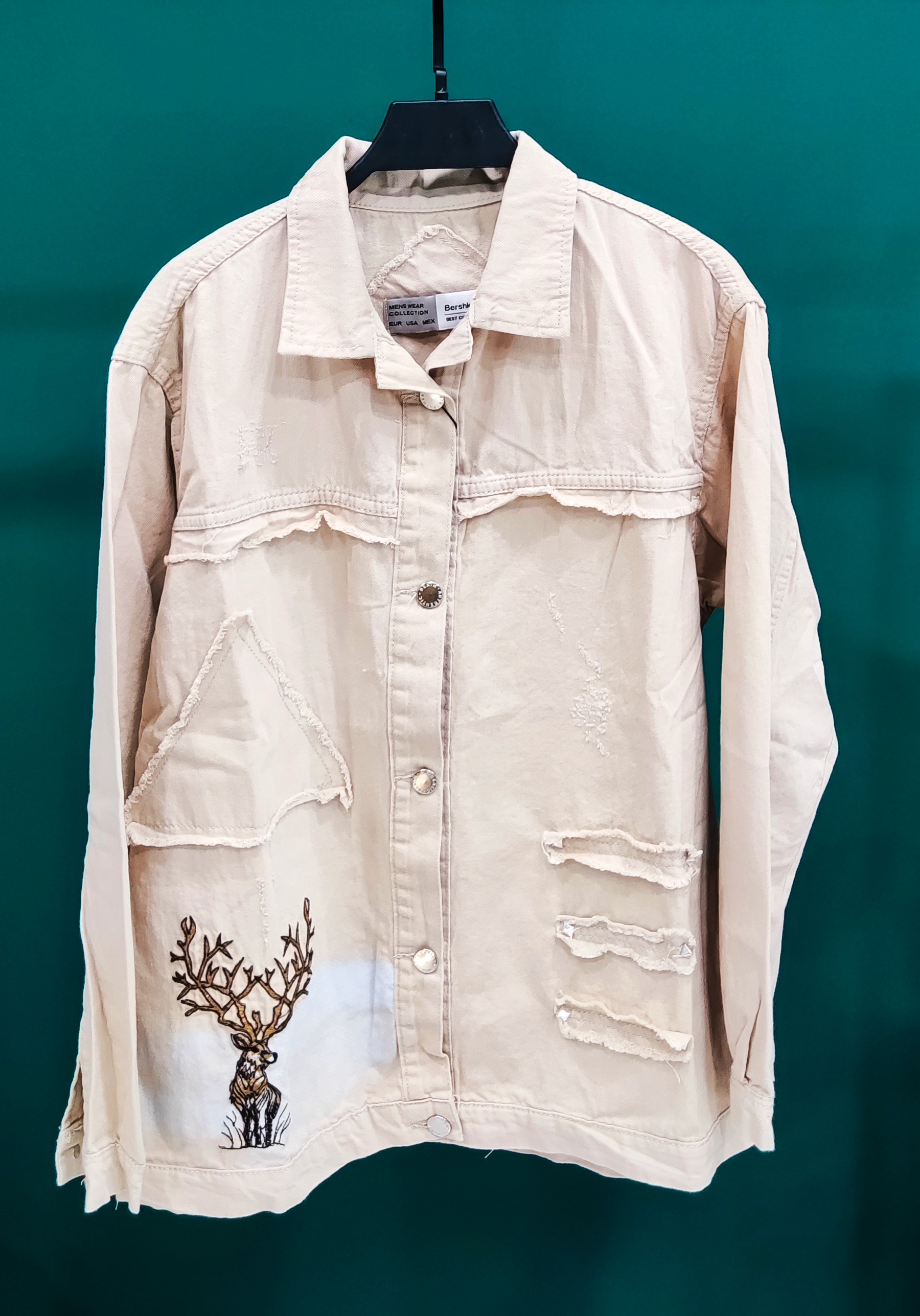 کت جین دخترنه ترک طرح گوزن برند bershka