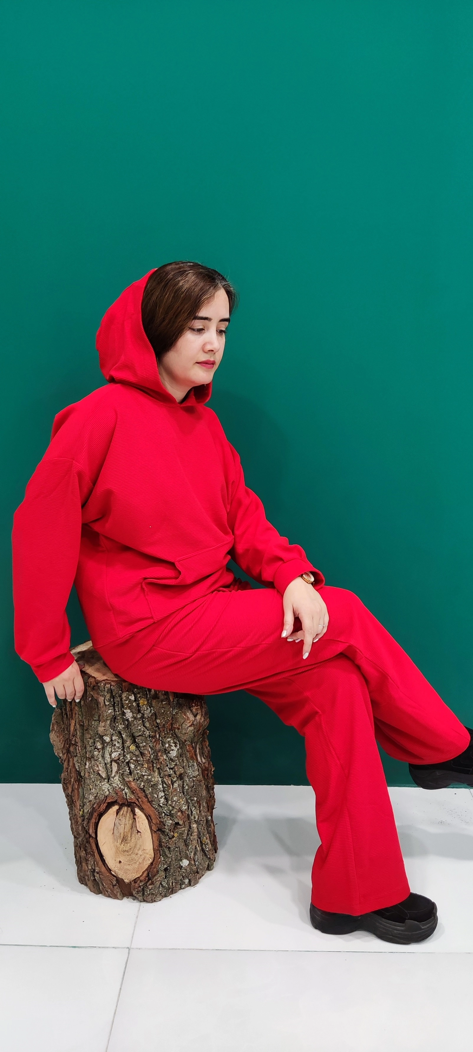 ست هودی و شلوار مخمل دخترانه با ضمانت رنگ و جنس